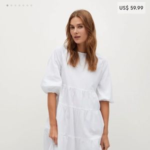 Mango White Dress, Size 6, NWT